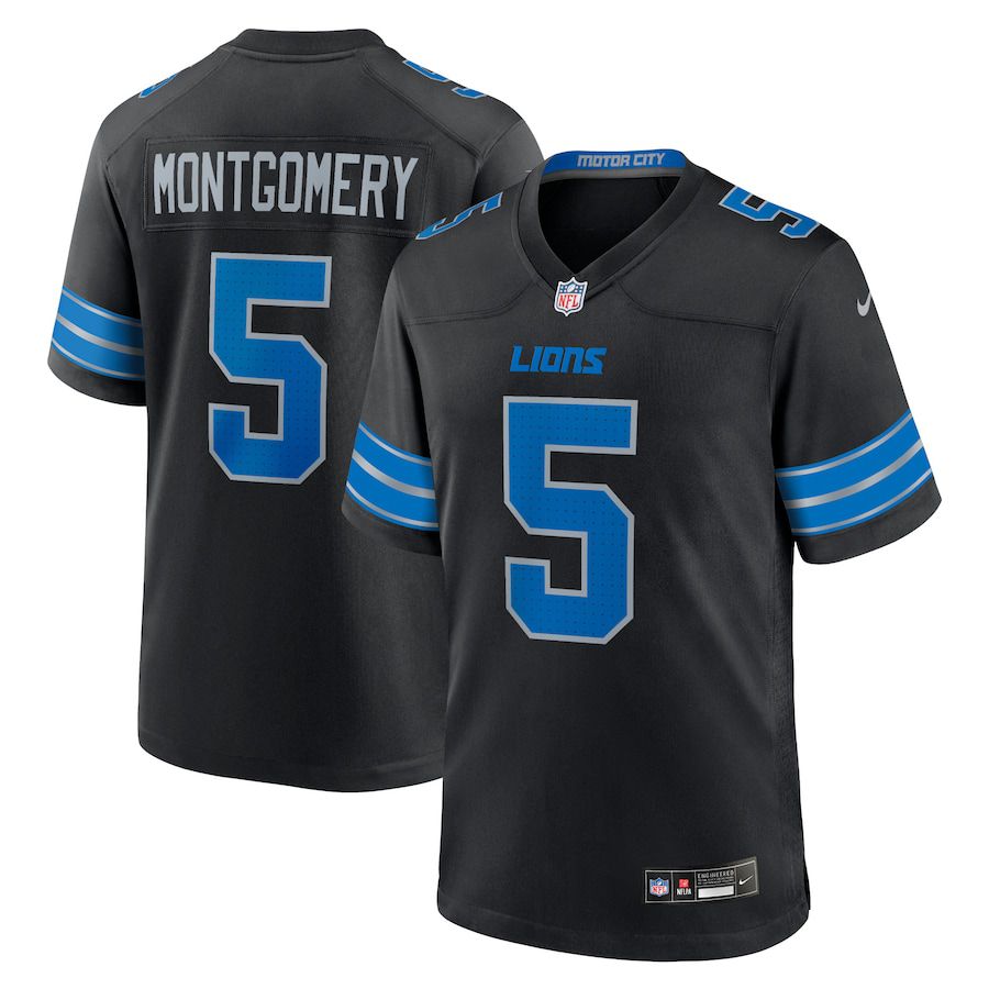 Men Detroit Lions #5 David Montgomery Nike Black 2nd Alternate Game NFL Jersey->detroit lions->NFL Jersey